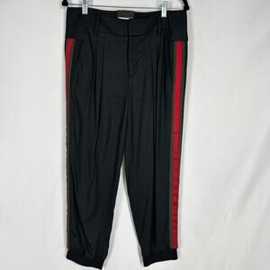 Helmut Lang Black Tapered Pants w/ Red Stripe Women's 2